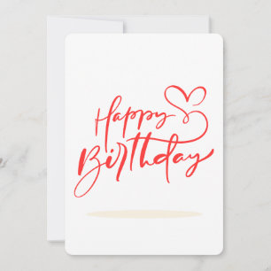 Invitation Joyeux Anniversaire Calligraphie avec Motif de Cœu