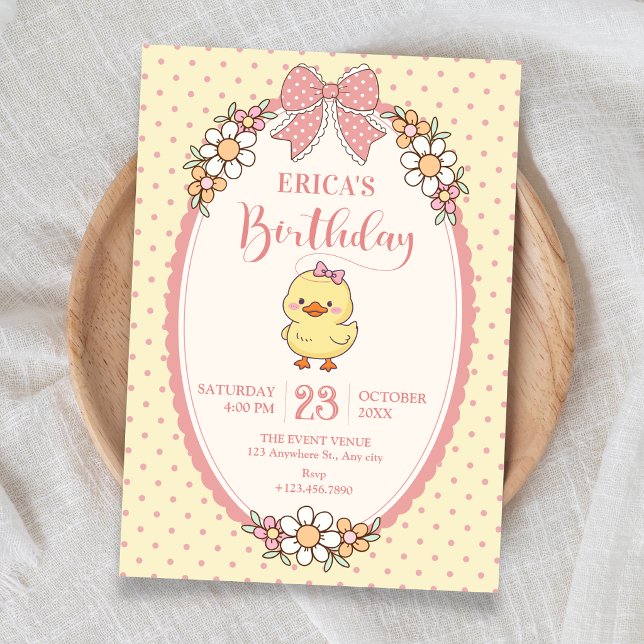 Invitation Joyeux anniversaire canard mignon (Créateur téléchargé)