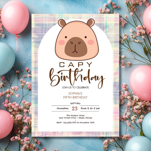 Invitation Joyeux anniversaire capybara enfants anniversaire (Créateur téléchargé)