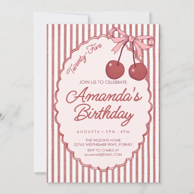 Invitation Joyeux anniversaire Cerise  (Devant)