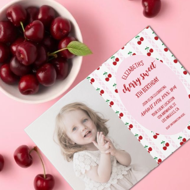 Invitation Joyeux Anniversaire Cerise Douce (Créateur téléchargé)
