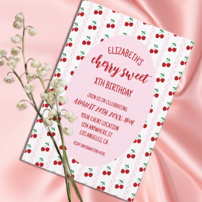 Invitation Joyeux Anniversaire Cerise Douce (Créateur téléchargé)