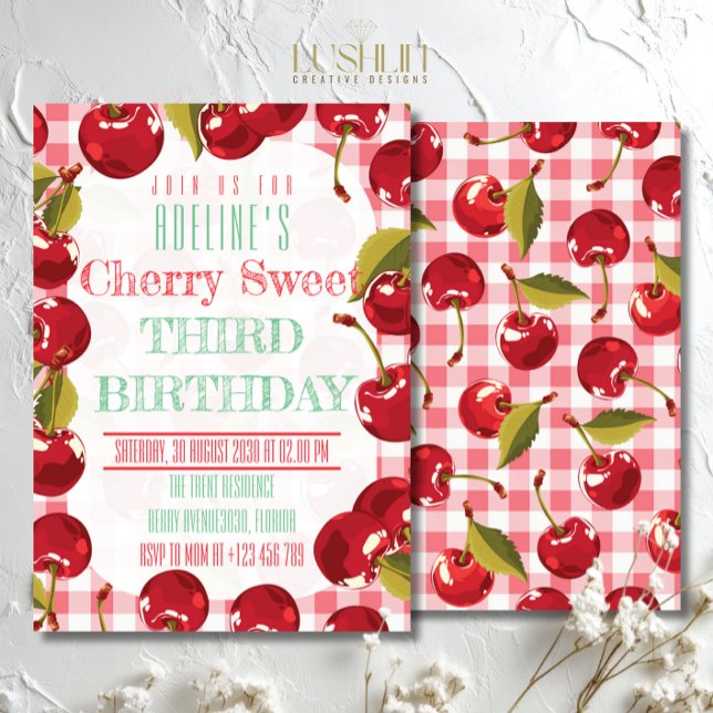 Invitation Joyeux Anniversaire Cerise Fruit Mignon (Créateur téléchargé)