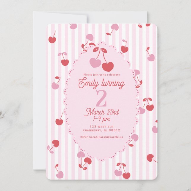 Invitation Joyeux Anniversaire Cerise Sucrée (Devant)