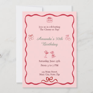 Invitation Joyeux Anniversaire Cerise sur le Gâteau