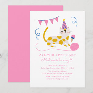 Invitation Joyeux Anniversaire Chat Enfants Fête d'Anniversai