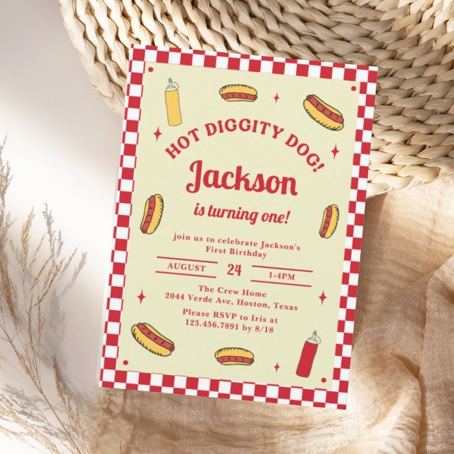 Invitation Joyeux Anniversaire Chien Chaud Hot Diggity Dog (Créateur téléchargé)