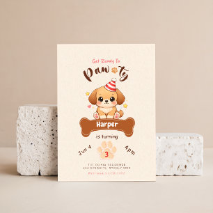 Invitation Joyeux Anniversaire Chien Mignon Aquarelle Animal