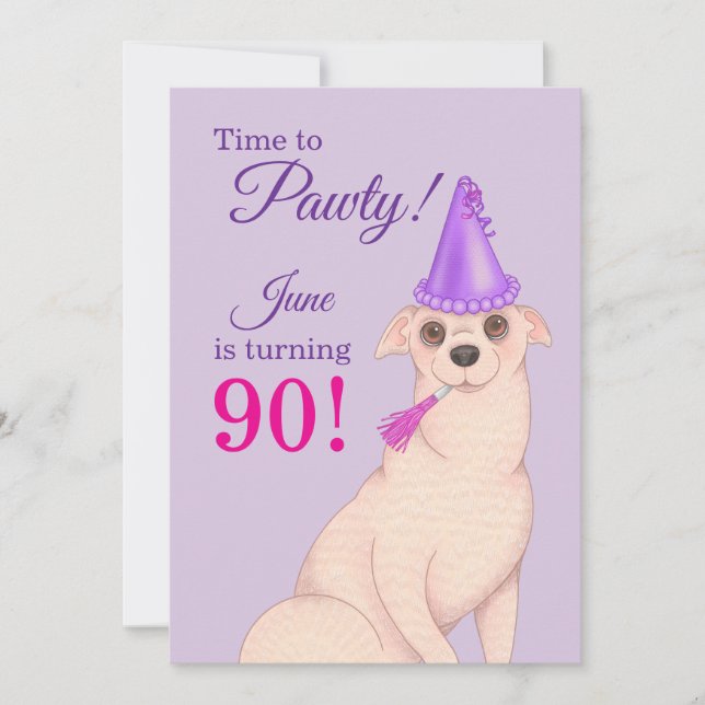 Invitation Joyeux Anniversaire Chihuahua Violet Mignon (Devant)