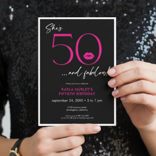 Invitation Joyeux Anniversaire Cinquante Ans Moderne Rose