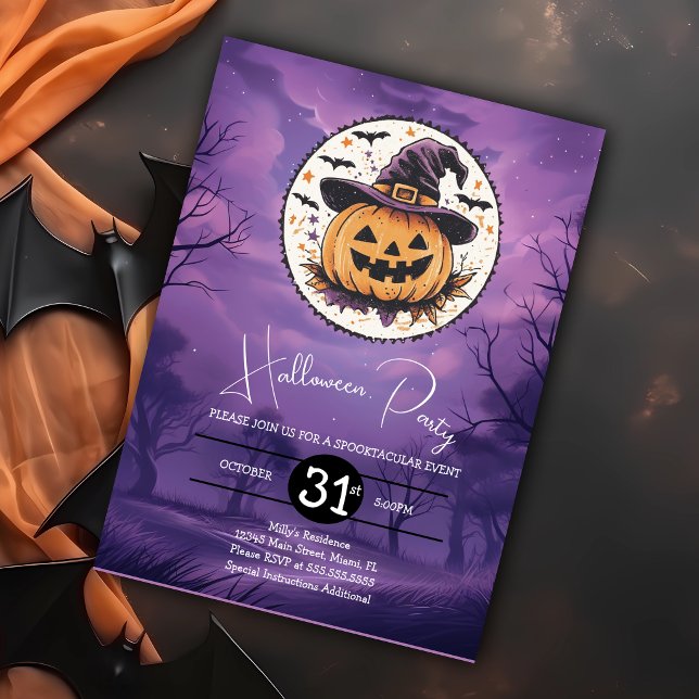 Invitation Joyeux anniversaire Citrouille Halloween mignon  (Créateur téléchargé)
