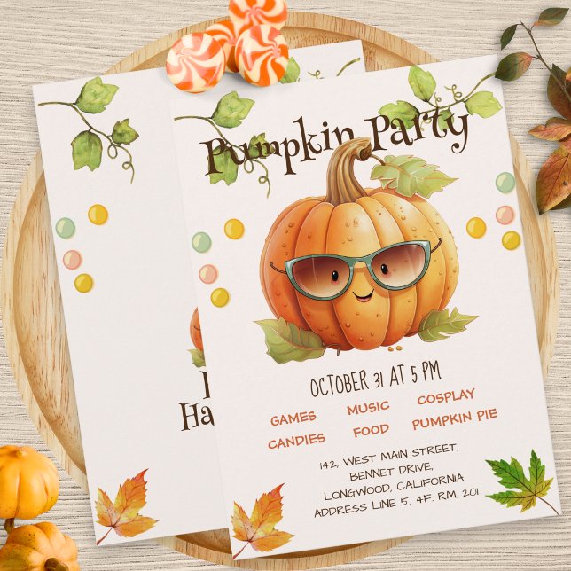 Invitation Joyeux Anniversaire Citrouille Mignon Halloween Fê (Créateur téléchargé)