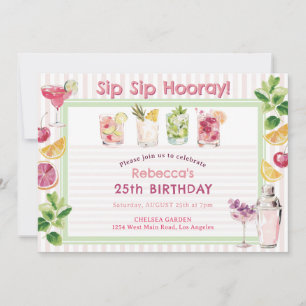 Invitation Joyeux Anniversaire Cocktail d'été Sip Sip Hourra