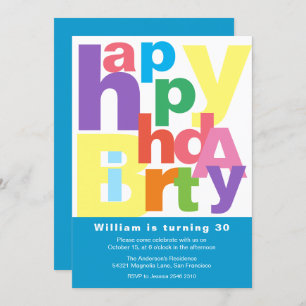 Invitation Joyeux anniversaire coloré
