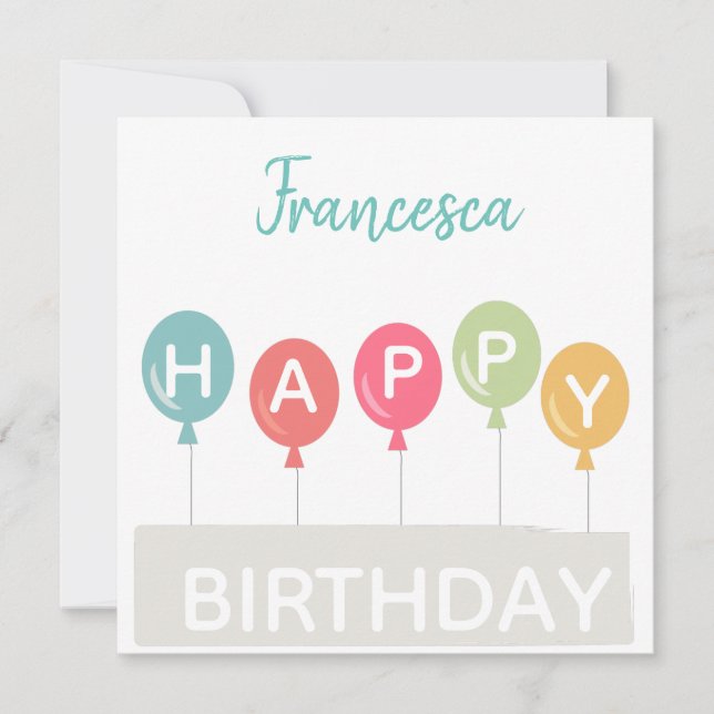 Invitation Joyeux anniversaire coloré ballons nom personnalis (Devant)