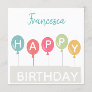 Invitation Joyeux anniversaire coloré ballons nom personnalis