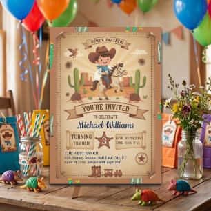 Invitation Joyeux Anniversaire Cowboy Mignon avec Cheval 3ème