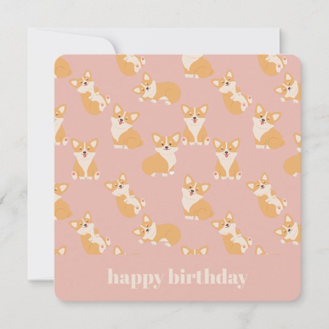 Invitation Joyeux anniversaire Cute Corgi Motif pour Amoureux (Devant)