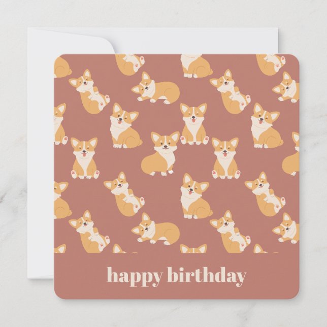 Invitation Joyeux anniversaire Cute Corgi Motif pour Amoureux (Devant)