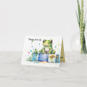 Invitation Joyeux Anniversaire Cute Grenouille verte avec cad