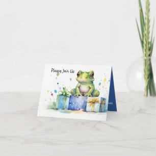 Invitation Joyeux Anniversaire Cute Grenouille verte avec cad