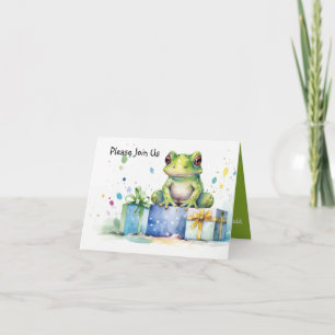 Invitation Joyeux Anniversaire Cute Grenouille verte avec cad