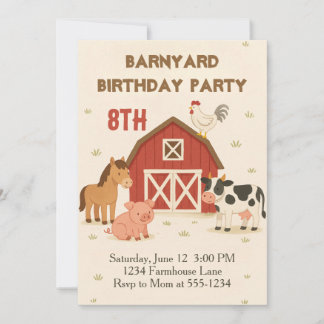 Invitation Joyeux Anniversaire d'Animaux de la Ferme