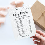 Invitation Joyeux Anniversaire dans le monde Birthday Game Ca<br><div class="desc">Achetez ce jeu éditable et profitez de la carte Happy Birthday de haute qualité autour du monde pour votre événement! C'est un modèle de jeu,  Vous pouvez changer les questions comme vous le souhaitez! Design noir et blanc.</div>