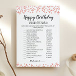 Invitation Joyeux Anniversaire dans le monde Birthday Game Ca<br><div class="desc">Achetez ce jeu éditable et profitez de la carte Happy Birthday de haute qualité autour du monde pour votre événement! C'est un modèle de jeu,  Vous pouvez changer les questions comme vous le souhaitez! Conception de confettis rose Gold.</div>