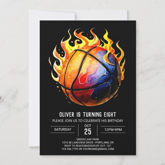 Invitation Joyeux anniversaire de basket-ball Pastel imprimab (Devant)