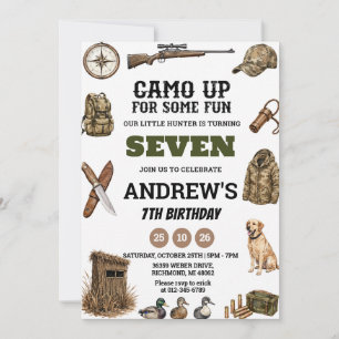 Invitation Joyeux anniversaire de chasse personnalisé Camo po