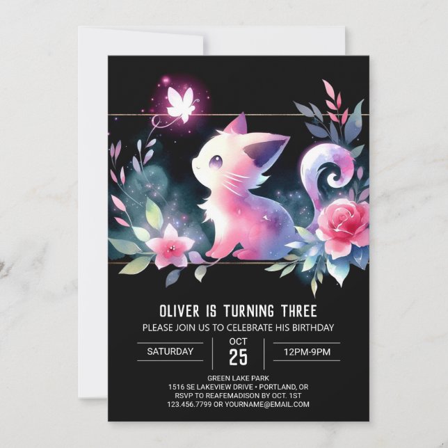 Invitation Joyeux anniversaire de chats modernes (Devant)