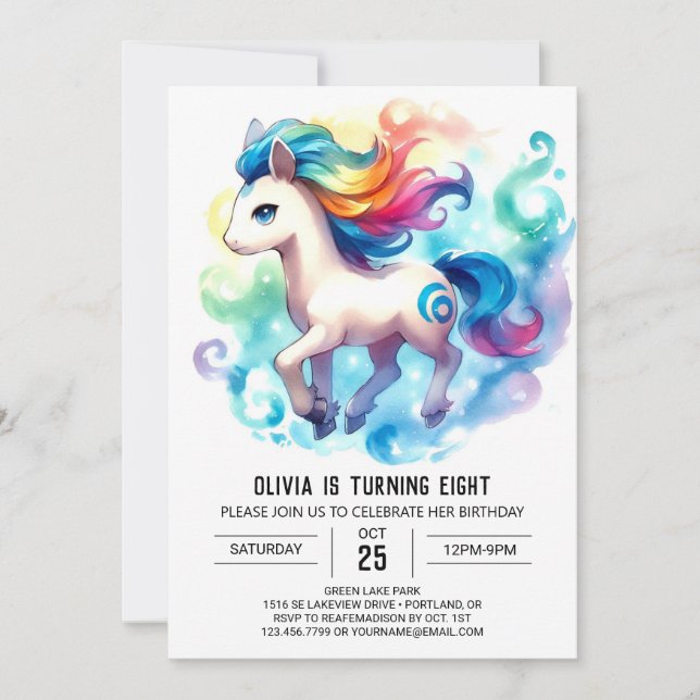 Invitation Joyeux anniversaire de Cheval en ligne (Devant)