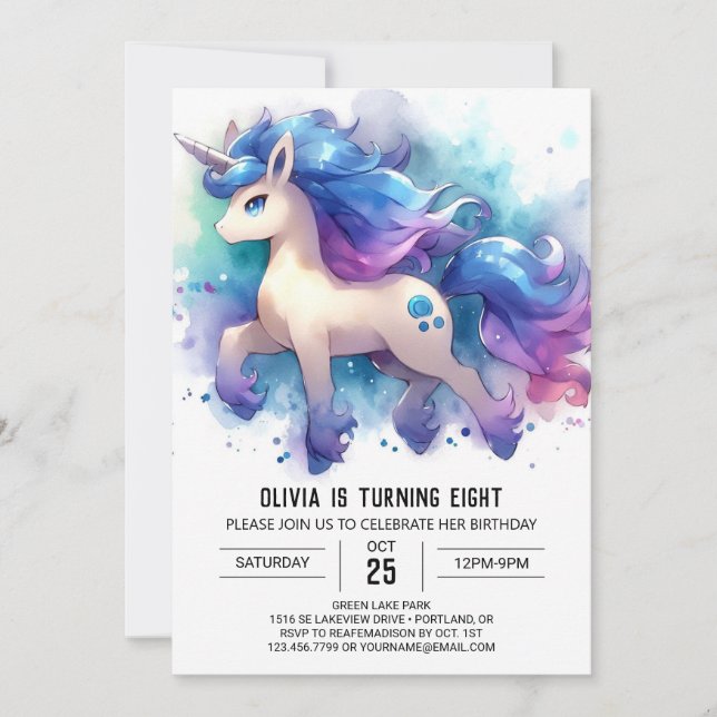 Invitation Joyeux anniversaire de Cheval en ligne (Devant)