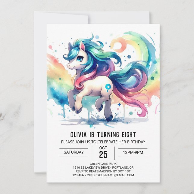 Invitation Joyeux anniversaire de Cheval numérique (Devant)