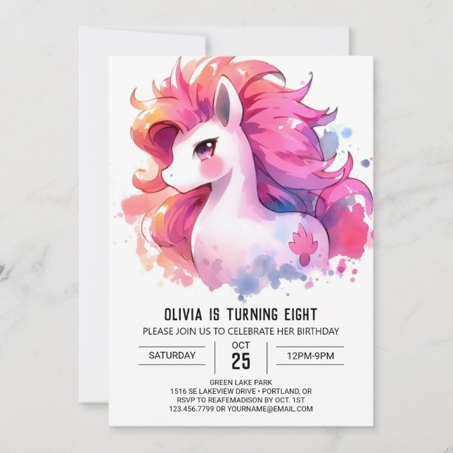 Invitation Joyeux anniversaire de Cheval Personnalisé (Devant)