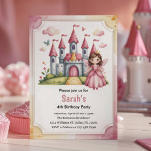 Invitation Joyeux Anniversaire de Conte de Fées Princesse