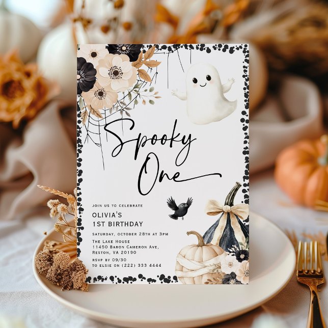 Invitation Joyeux Anniversaire de Fantôme Mignon Spooky One 1 (Créateur téléchargé)