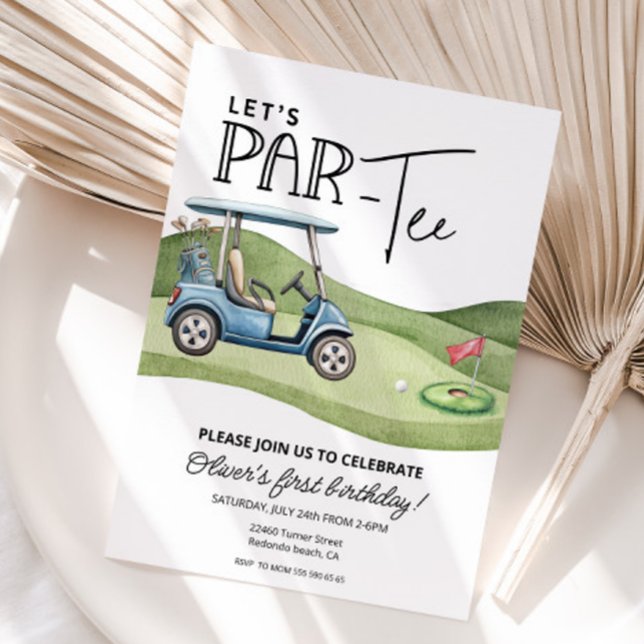 Invitation Joyeux anniversaire de golf mignon, tout âge, Fais (Golf birthday invitation, let's par-tee )
