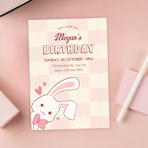 Invitation Joyeux anniversaire de lapin mignon