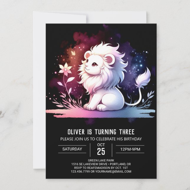 Invitation Joyeux anniversaire de lion personnalisé (Devant)
