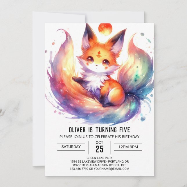 Invitation Joyeux anniversaire de Renard Peint (Devant)