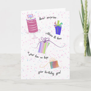 Invitation Joyeux anniversaire de rubans et d'arcs du bonbon