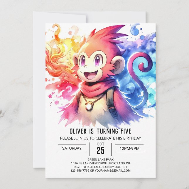 Invitation Joyeux anniversaire de singe en ligne (Devant)