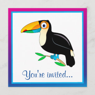 Invitation Joyeux anniversaire de toucan tropical