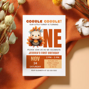 Invitation Joyeux Anniversaire Dindon Mignon Automne Action d