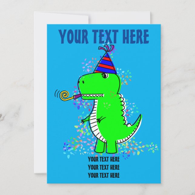 Invitation Joyeux anniversaire dinosaure confetti mignon  (Devant)