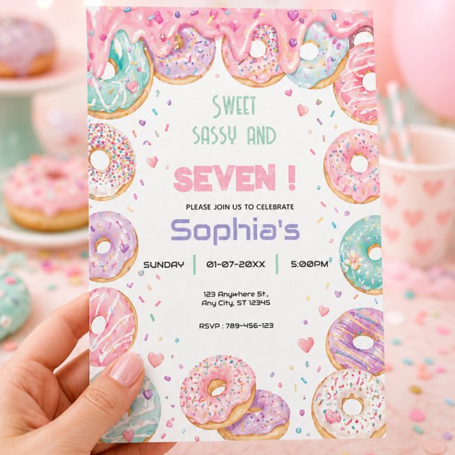 Invitation Joyeux Anniversaire Donut Sucré Fille Mignonne Pas (Créateur téléchargé)