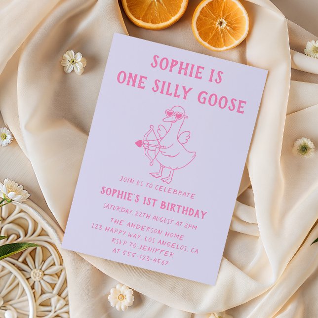 Invitation Joyeux Anniversaire d'une Bête Rose et Violette à  (Créateur téléchargé)