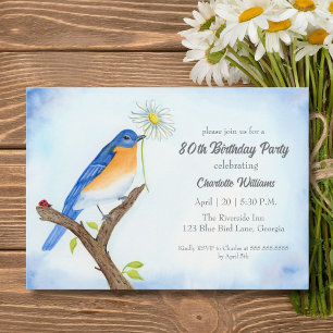 Invitation Joyeux Anniversaire en Avril avec Oiseau Bleu pour